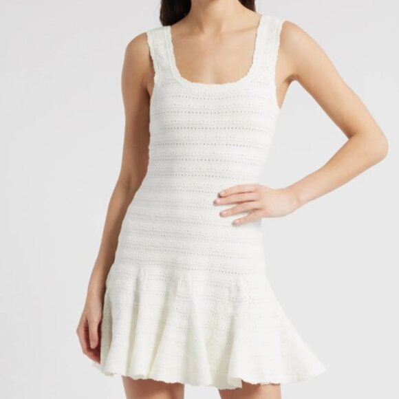 LoveShackFancy | Maryanne Knit Mini Dress IVORY | M | NWT - Picture 1 of 7